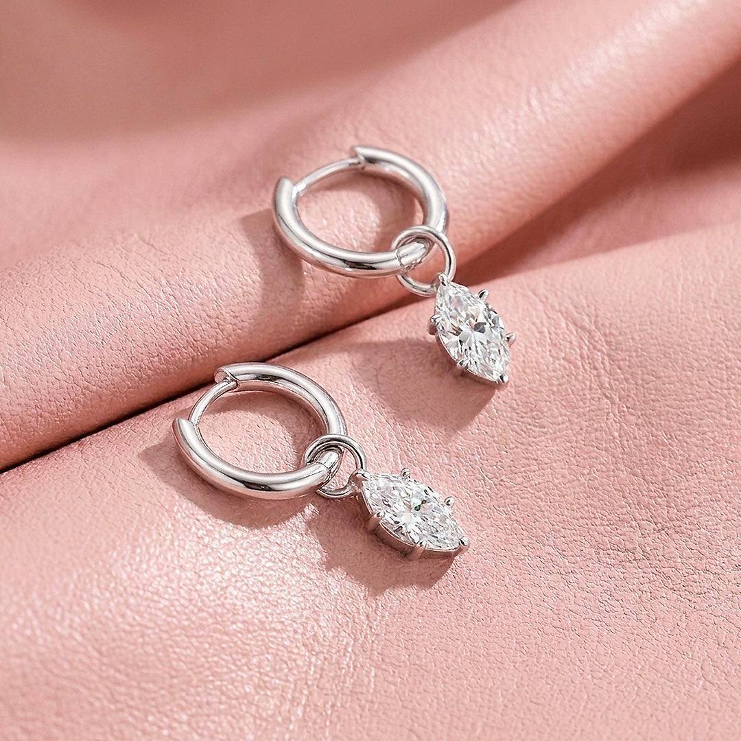 Marquise Solitaire Drop Moissanite Earrings | 925 Sterling Silver | PRM8175
