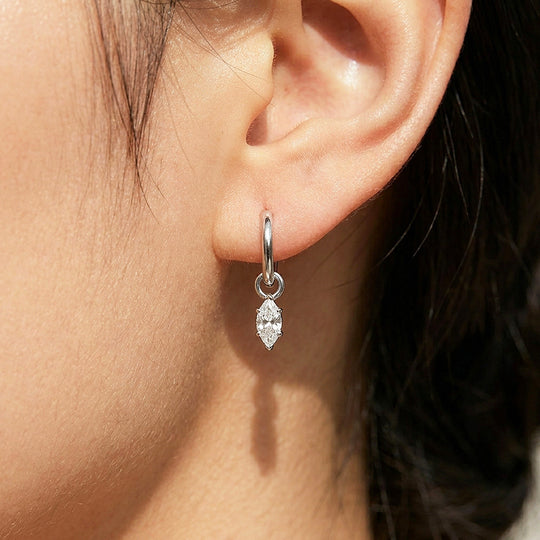 Marquise Solitaire Drop Moissanite Earrings | 925 Sterling Silver | PRM8175