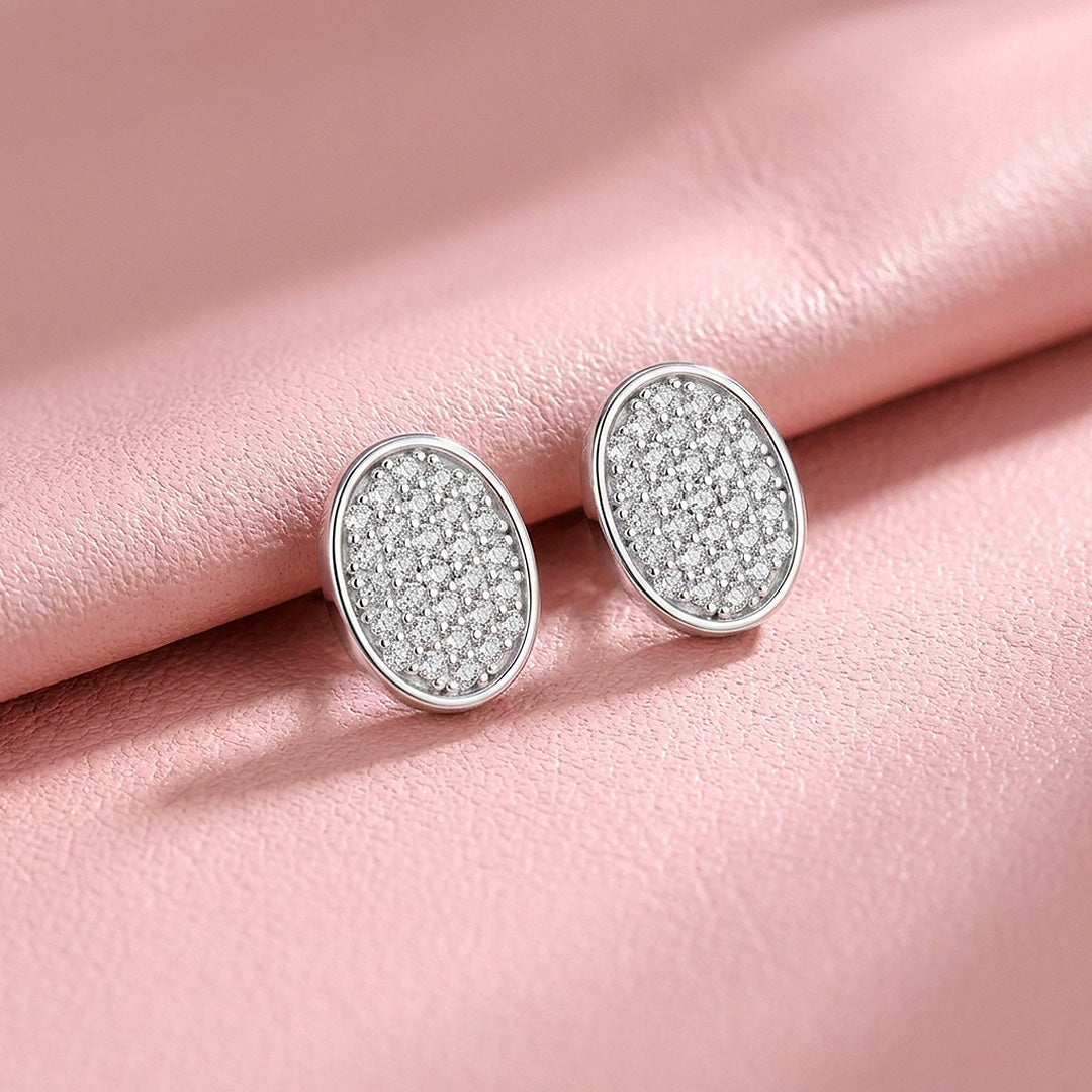 Oval Cluster Moissanite Stud Earrings | 925 Sterling Silver | PRM8176