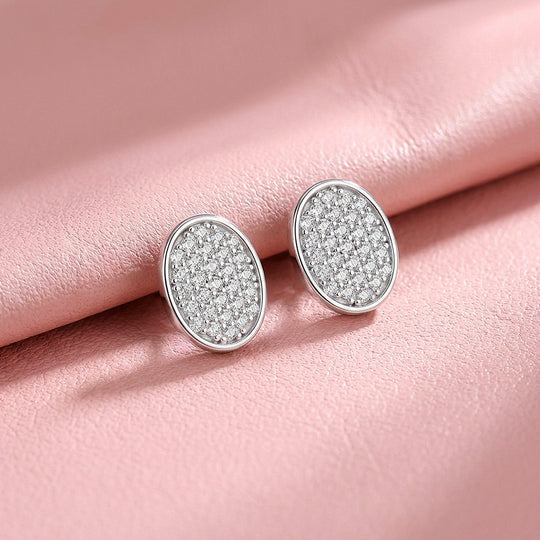 Oval Cluster Moissanite Stud Earrings | 925 Sterling Silver | PRM8176