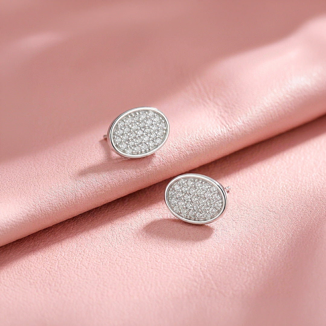 Oval Cluster Moissanite Stud Earrings | 925 Sterling Silver | PRM8176