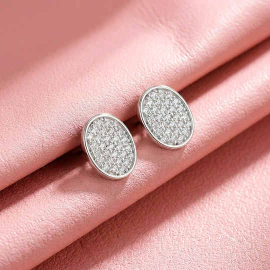 Oval Cluster Moissanite Stud Earrings | 925 Sterling Silver | PRM8176