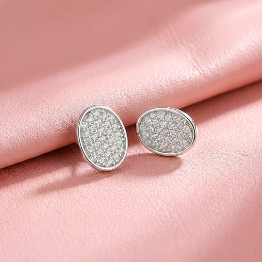 Oval Cluster Moissanite Stud Earrings | 925 Sterling Silver | PRM8176