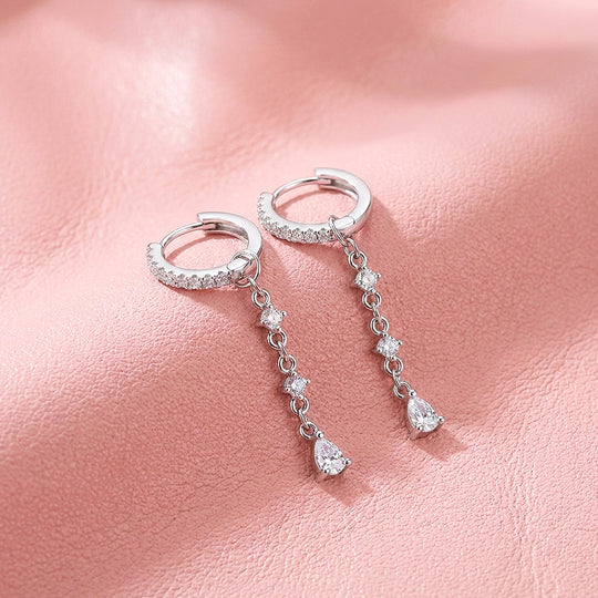 Linear Drop Hoop Earrings | 925 Sterling Silver | PRM8179