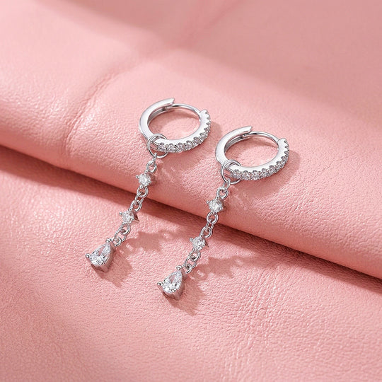 Linear Drop Hoop Earrings | 925 Sterling Silver | PRM8179