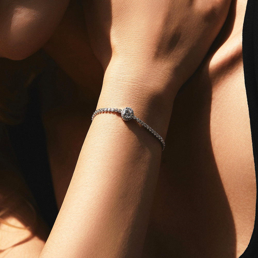Halo Tennis Link Bracelet | Diamond Simulant | Prm9106 - Bracelets | Singapore Jewellery, Wedding Rings & Gifts | Same Day Delivery | Tiara.com.sg
