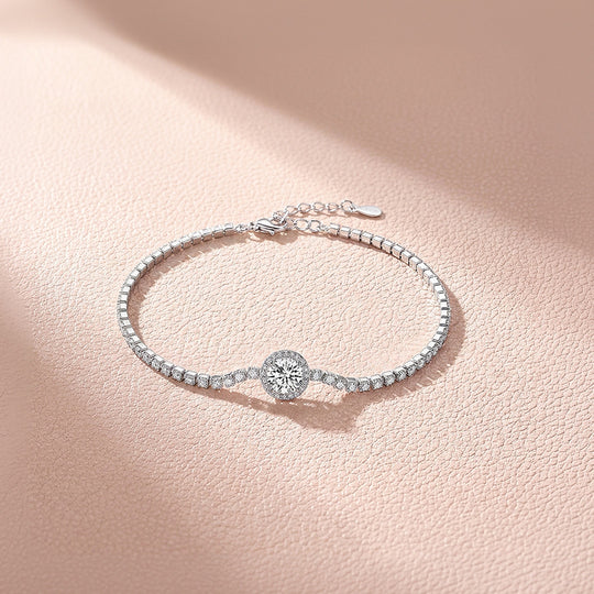 Halo Tennis Link Bracelet | Diamond Simulant | Prm9106