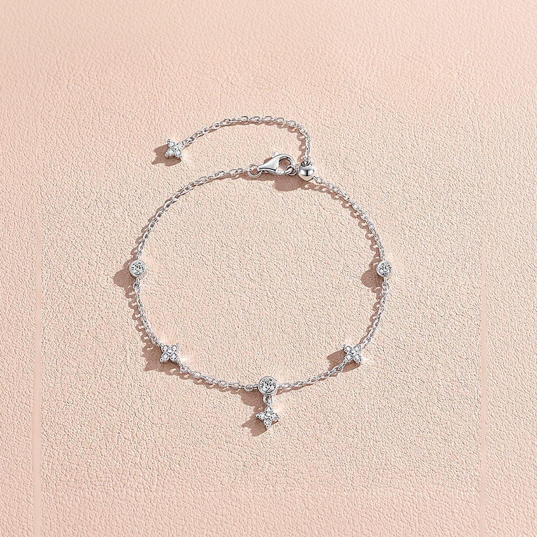 Floral Drop Charm Bracelet | Diamond Simulant | Prm9114