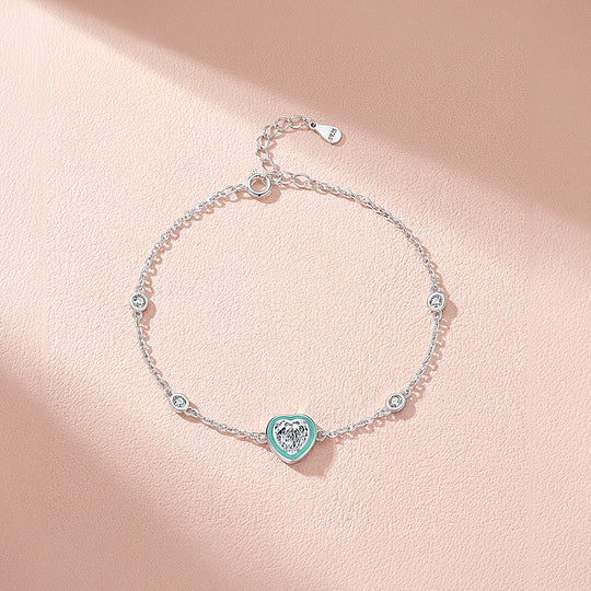 Turquoise Heart Solitaire Bracelet | Diamond Simulant | Prm9128