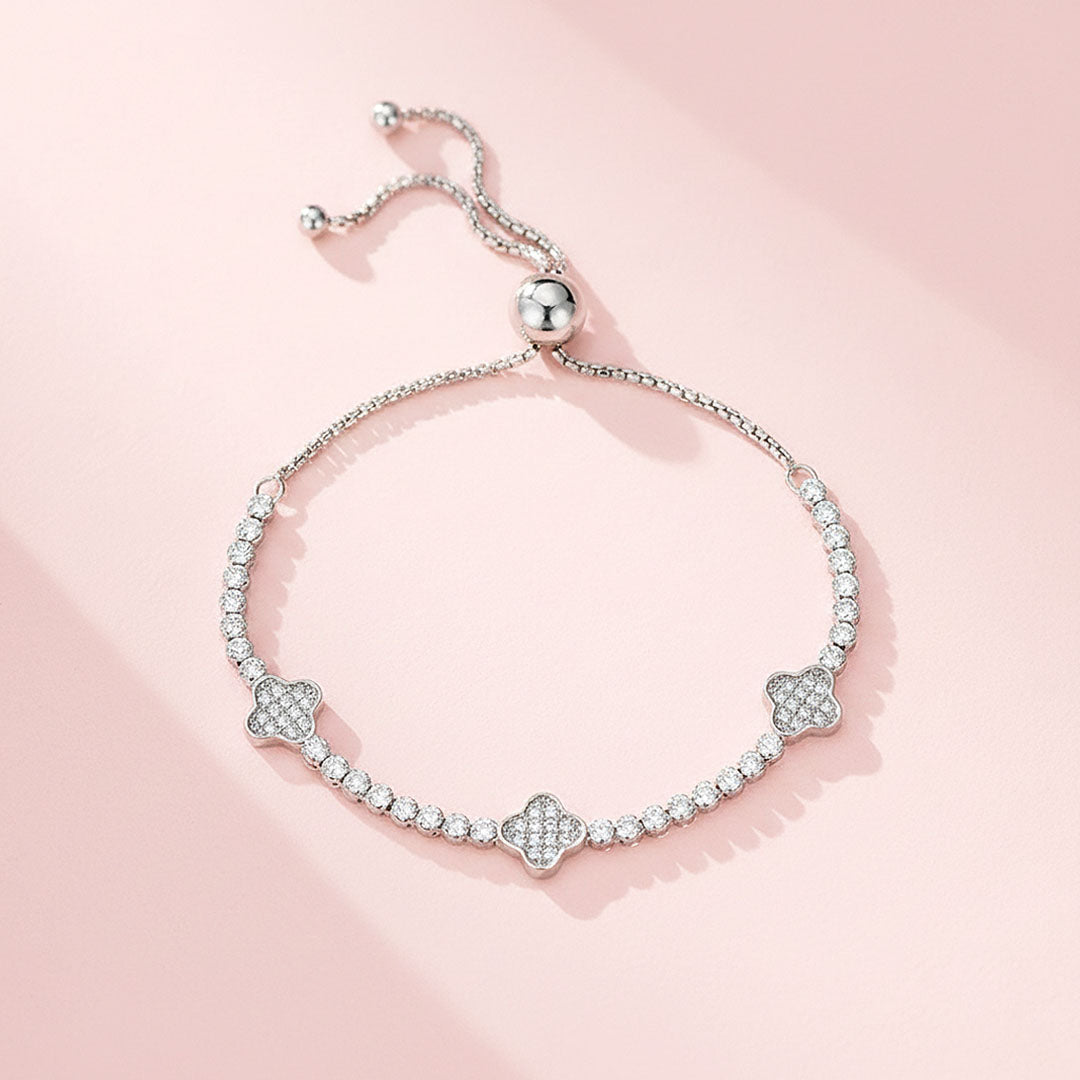 Clover Slider Tennis Bracelet | Diamond Simulant | Prm9138 - Bracelets | Singapore Jewellery, Wedding Rings & Gifts | Same Day Delivery | Tiara.com.sg