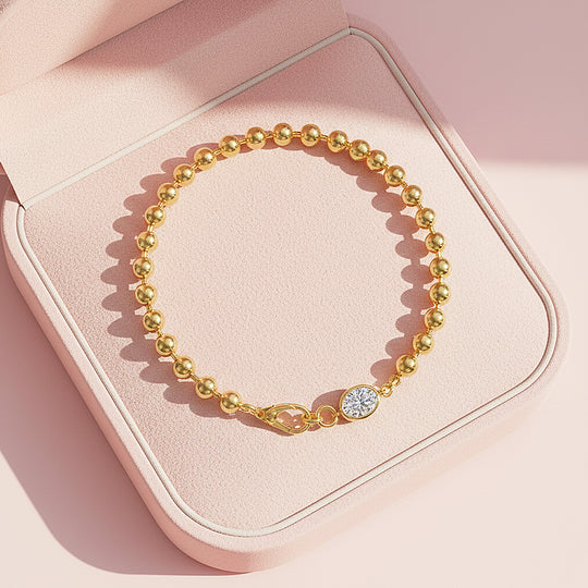Oval Bezel Bead Bracelet | Moissanite | Prm9141 - Bracelets | Singapore Jewellery, Wedding Rings &amp; Gifts | Same Day Delivery | Tiara.com.sg