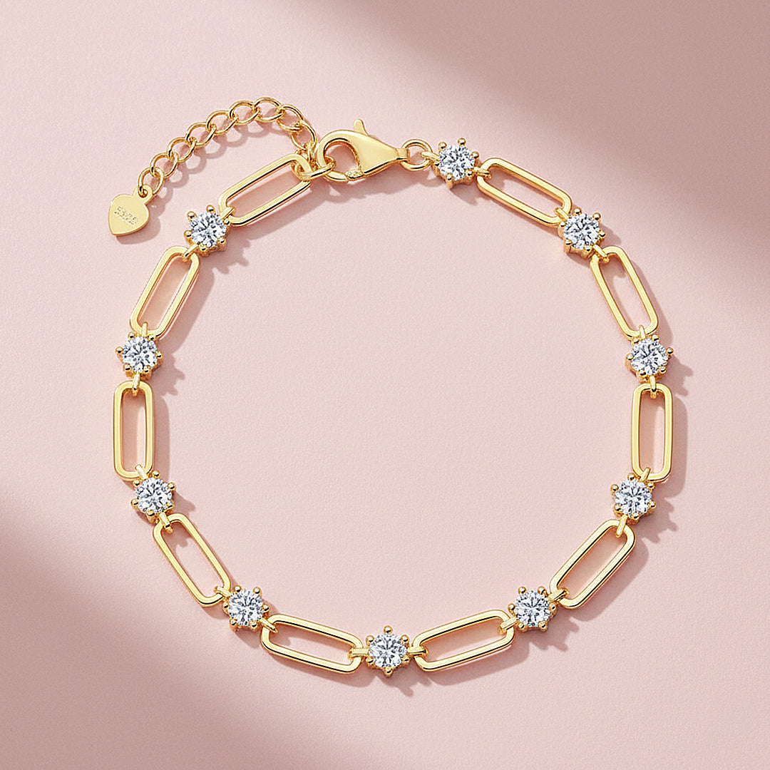 Gold Paperclip Link Bracelet | Moissanite | Prm9142 - Bracelets | Singapore Jewellery, Wedding Rings &amp; Gifts | Same Day Delivery | Tiara.com.sg
