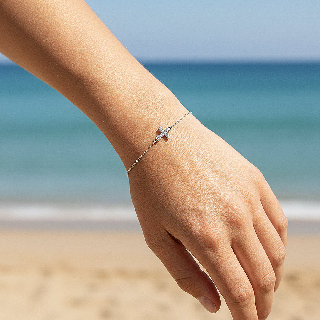 Cross Link Bracelet | Moissanite | Prm9146 - Bracelets | Singapore Jewellery, Wedding Rings &amp; Gifts | Same Day Delivery | Tiara.com.sg