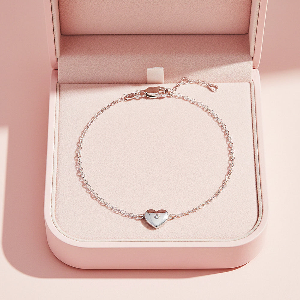Heart Solitaire Link Bracelet | Moissanite | Prm9147 - Bracelets | Singapore Jewellery, Wedding Rings & Gifts | Same Day Delivery | Tiara.com.sg