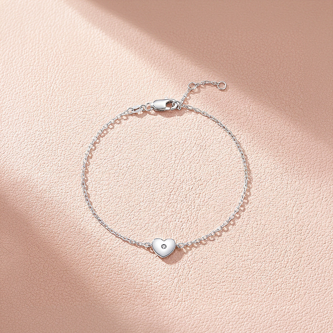 Heart Solitaire Link Bracelet | Moissanite | Prm9147