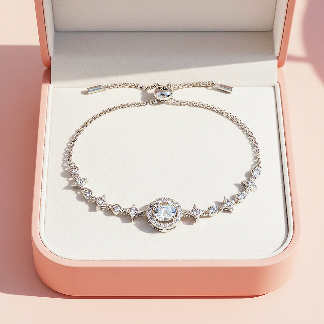 Round Halo Slider Bracelet | Moissanite | Prm9149 - Bracelets | Singapore Jewellery, Wedding Rings &amp; Gifts | Same Day Delivery | Tiara.com.sg