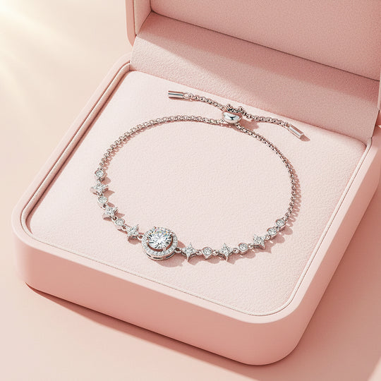 Round Halo Slider Bracelet | Moissanite | Prm9149 - Bracelets | Singapore Jewellery, Wedding Rings &amp; Gifts | Same Day Delivery | Tiara.com.sg