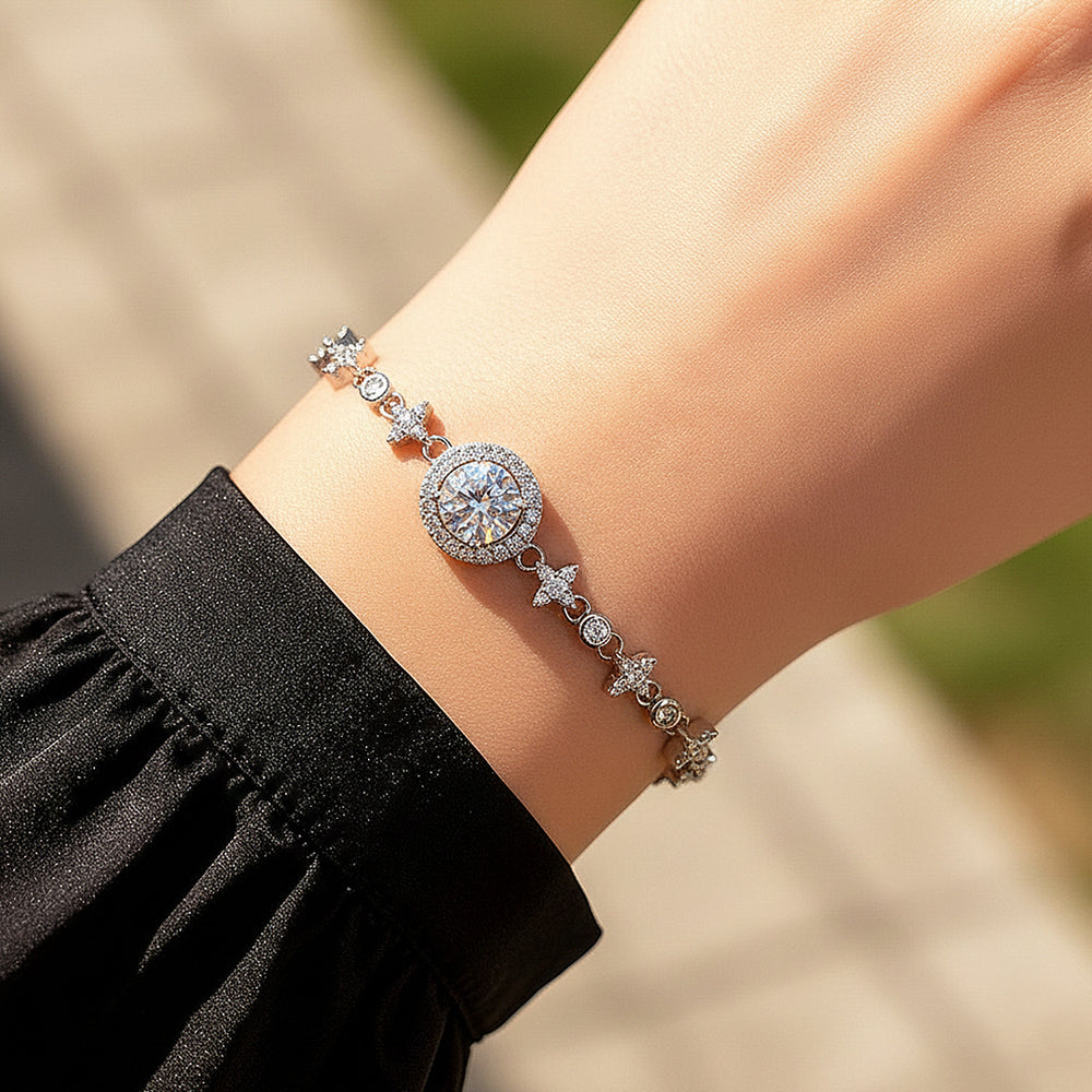 Round Halo Slider Bracelet | Moissanite | Prm9149 - Bracelets | Singapore Jewellery, Wedding Rings & Gifts | Same Day Delivery | Tiara.com.sg