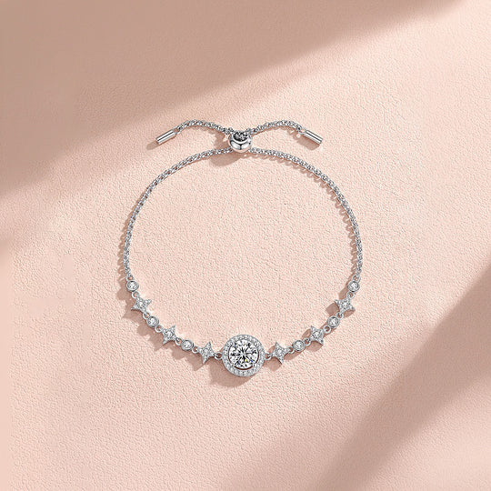 Round Halo Slider Bracelet | Moissanite | Prm9149
