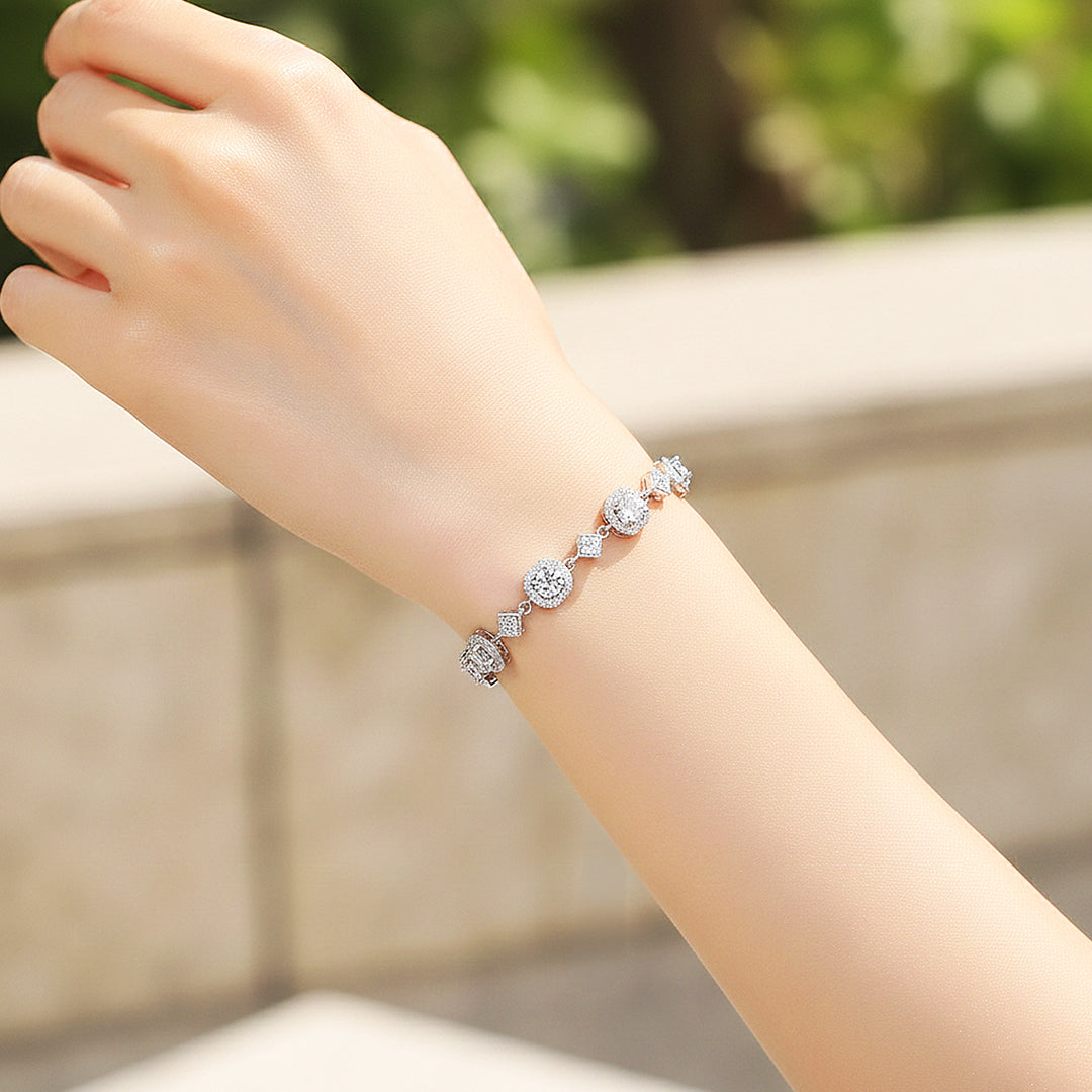Cushion Halo Station Bracelet | Moissanite | Prm9150 - Bracelets | Singapore Jewellery, Wedding Rings &amp; Gifts | Same Day Delivery | Tiara.com.sg