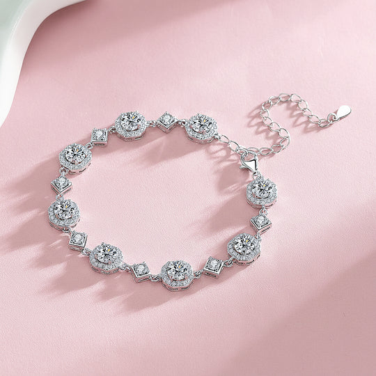Cushion Halo Station Bracelet | Moissanite | Prm9150 - Bracelets | Singapore Jewellery, Wedding Rings &amp; Gifts | Same Day Delivery | Tiara.com.sg