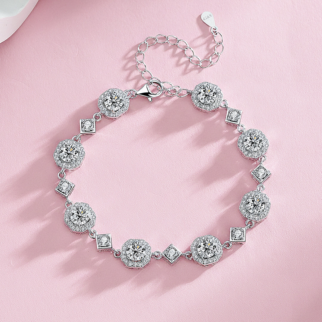 Cushion Halo Station Bracelet | Moissanite | Prm9150 - Bracelets | Singapore Jewellery, Wedding Rings &amp; Gifts | Same Day Delivery | Tiara.com.sg