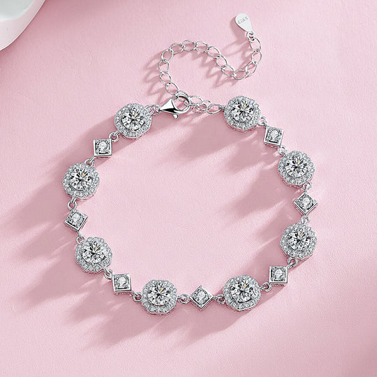 Cushion Halo Station Bracelet | Moissanite | Prm9150 - Bracelets | Singapore Jewellery, Wedding Rings &amp; Gifts | Same Day Delivery | Tiara.com.sg