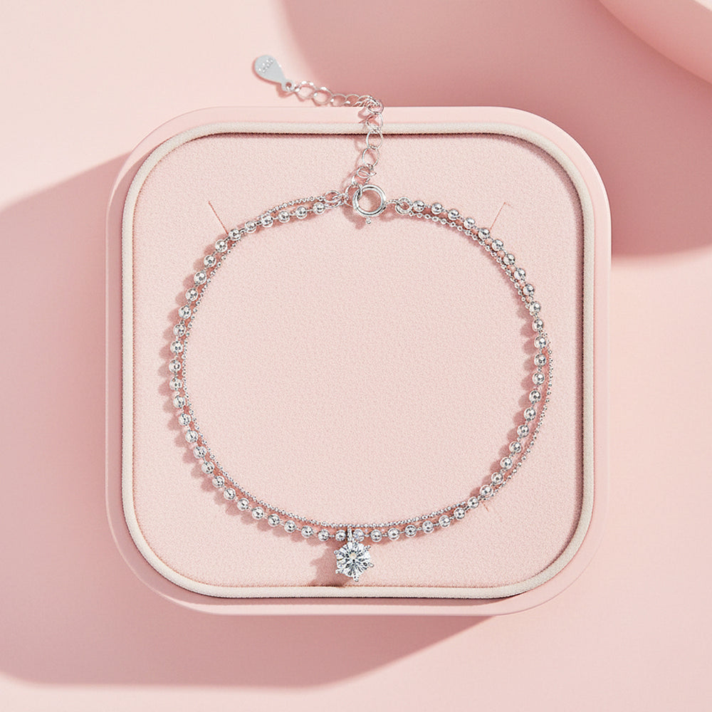 Solitaire Double-Layer Bracelet | Moissanite | Prm9151 - Bracelets | Singapore Jewellery, Wedding Rings & Gifts | Same Day Delivery | Tiara.com.sg