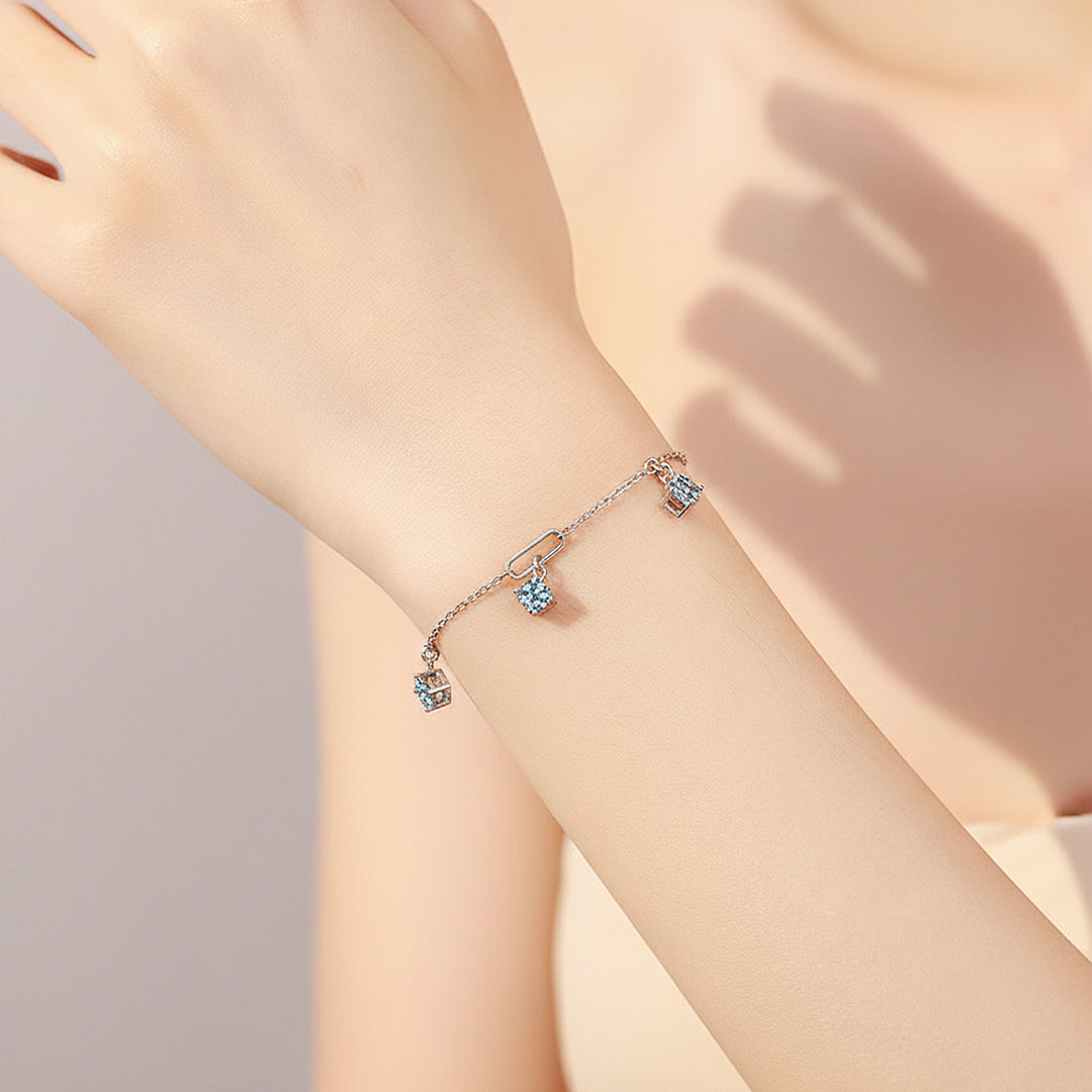 Triple Solitaire Paperclip Bracelet | Moissanite | Prm9153 - Bracelets | Singapore Jewellery, Wedding Rings & Gifts | Same Day Delivery | Tiara.com.sg