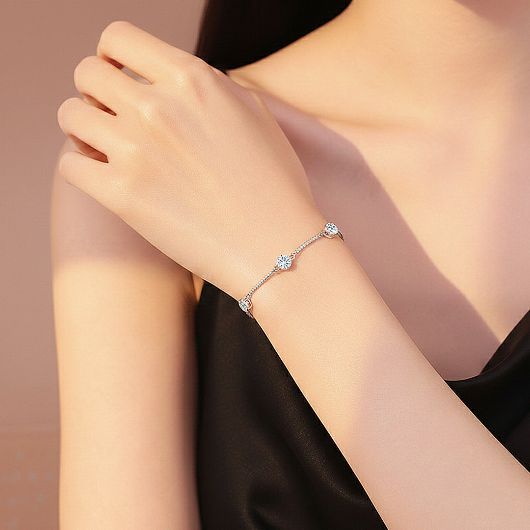 Curved Bar Station Bracelet | Moissanite | Prm9154 - Bracelets | Singapore Jewellery, Wedding Rings &amp; Gifts | Same Day Delivery | Tiara.com.sg
