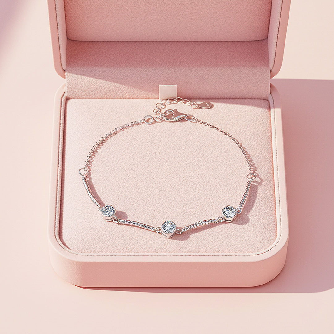 Curved Bar Station Bracelet | Moissanite | Prm9154 - Bracelets | Singapore Jewellery, Wedding Rings &amp; Gifts | Same Day Delivery | Tiara.com.sg