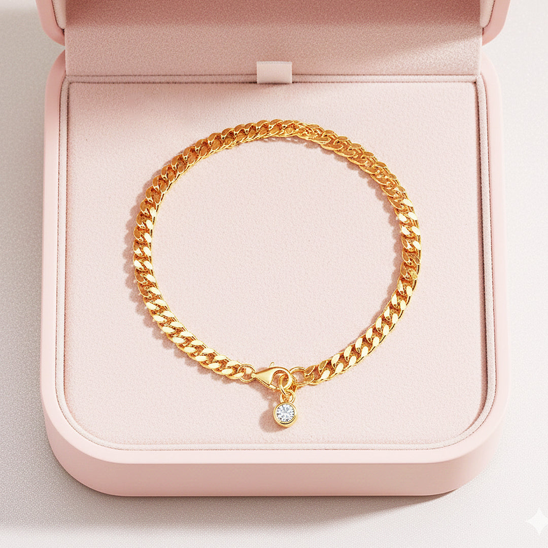 Bezel Cuban Link Bracelet | Moissanite | Prm9155 - Bracelets | Singapore Jewellery, Wedding Rings &amp; Gifts | Same Day Delivery | Tiara.com.sg