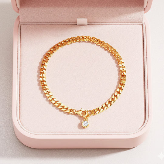 Bezel Cuban Link Bracelet | Moissanite | Prm9155 - Bracelets | Singapore Jewellery, Wedding Rings &amp; Gifts | Same Day Delivery | Tiara.com.sg