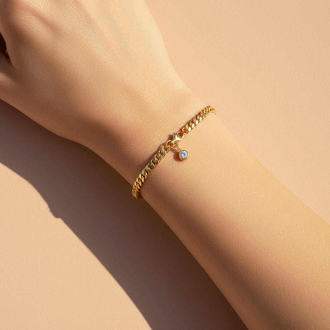 Bezel Cuban Link Bracelet | Moissanite | Prm9155 - Bracelets | Singapore Jewellery, Wedding Rings &amp; Gifts | Same Day Delivery | Tiara.com.sg