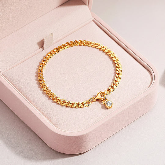 Bezel Cuban Link Bracelet | Moissanite | Prm9155 - Bracelets | Singapore Jewellery, Wedding Rings &amp; Gifts | Same Day Delivery | Tiara.com.sg
