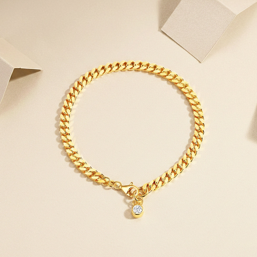 Bezel Cuban Link Bracelet | Moissanite | Prm9155 - Bracelets | Singapore Jewellery, Wedding Rings &amp; Gifts | Same Day Delivery | Tiara.com.sg