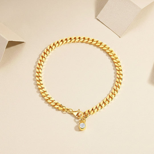 Bezel Cuban Link Bracelet | Moissanite | Prm9155 - Bracelets | Singapore Jewellery, Wedding Rings &amp; Gifts | Same Day Delivery | Tiara.com.sg