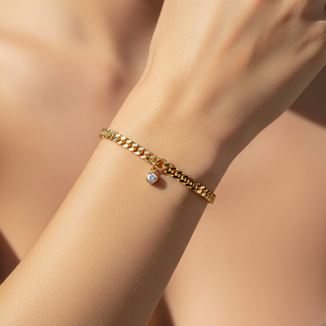 Bezel Cuban Link Bracelet | Moissanite | Prm9155 - Bracelets | Singapore Jewellery, Wedding Rings &amp; Gifts | Same Day Delivery | Tiara.com.sg