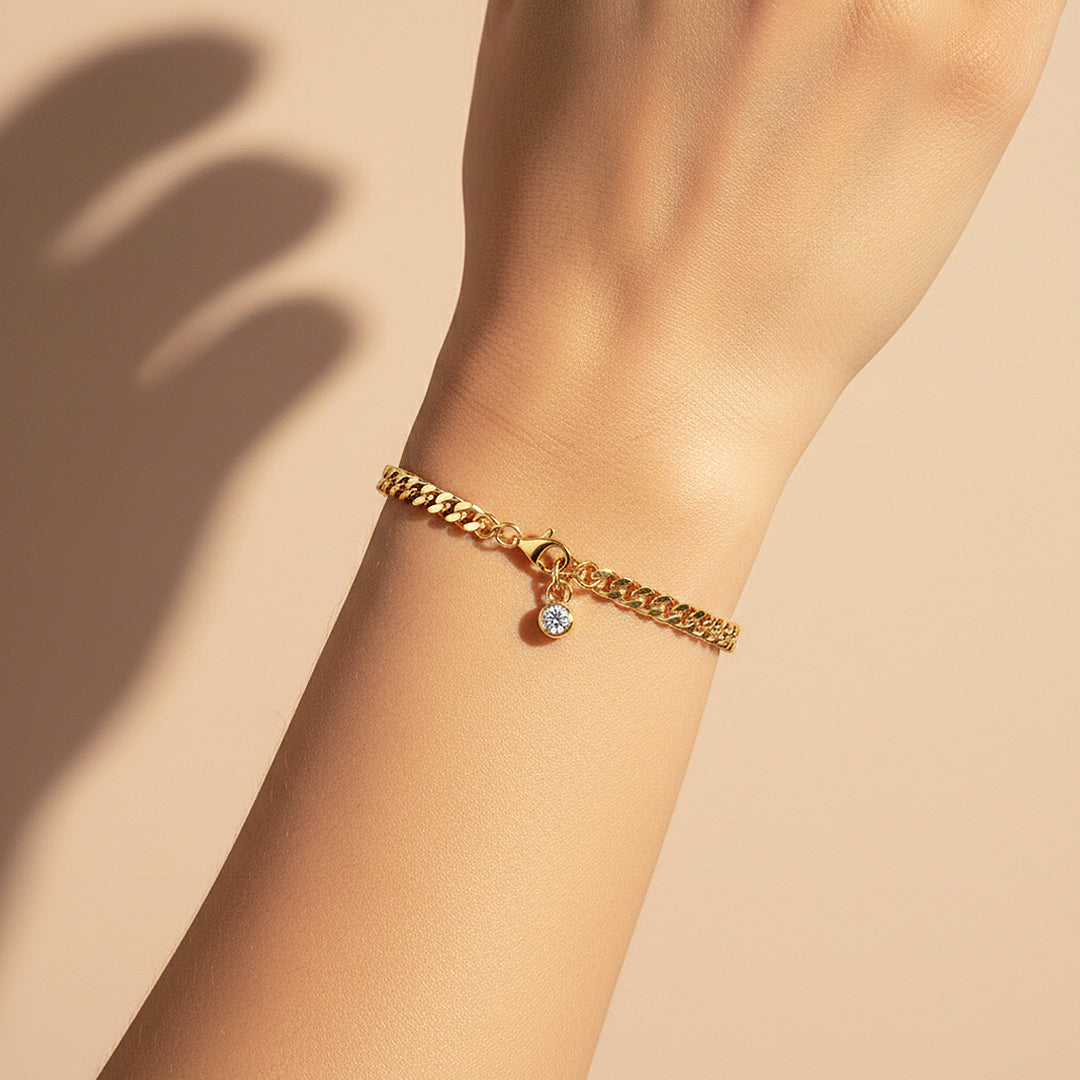 Bezel Cuban Link Bracelet | Moissanite | Prm9155 - Bracelets | Singapore Jewellery, Wedding Rings &amp; Gifts | Same Day Delivery | Tiara.com.sg