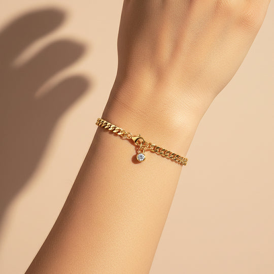 Bezel Cuban Link Bracelet | Moissanite | Prm9155 - Bracelets | Singapore Jewellery, Wedding Rings &amp; Gifts | Same Day Delivery | Tiara.com.sg