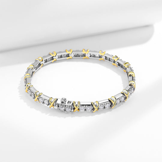 Two-Tone X Tennis Bracelet | Moissanite | Prm9157 - Bracelets | Singapore Jewellery, Wedding Rings &amp; Gifts | Same Day Delivery | Tiara.com.sg
