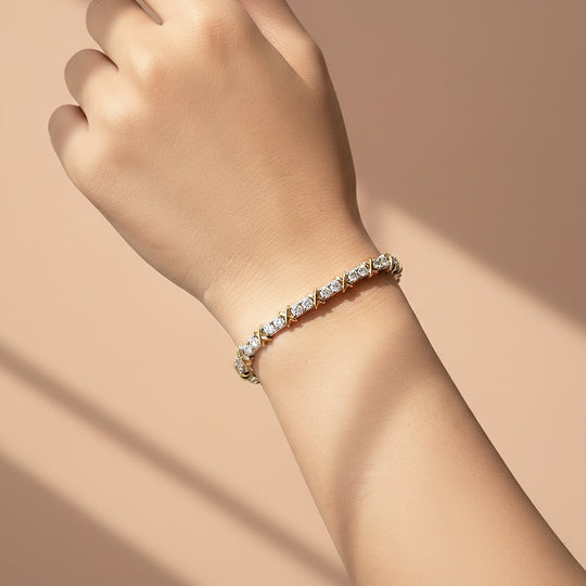 Two-Tone X Tennis Bracelet | Moissanite | Prm9157 - Bracelets | Singapore Jewellery, Wedding Rings &amp; Gifts | Same Day Delivery | Tiara.com.sg