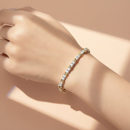 Two-Tone X Tennis Bracelet | Moissanite | Prm9157 - Bracelets | Singapore Jewellery, Wedding Rings &amp; Gifts | Same Day Delivery | Tiara.com.sg