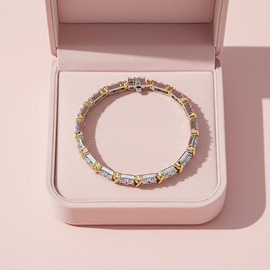 Two-Tone X Tennis Bracelet | Moissanite | Prm9157 - Bracelets | Singapore Jewellery, Wedding Rings &amp; Gifts | Same Day Delivery | Tiara.com.sg