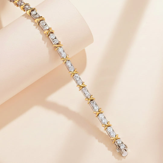Two-Tone X Tennis Bracelet | Moissanite | Prm9157 - Bracelets | Singapore Jewellery, Wedding Rings &amp; Gifts | Same Day Delivery | Tiara.com.sg