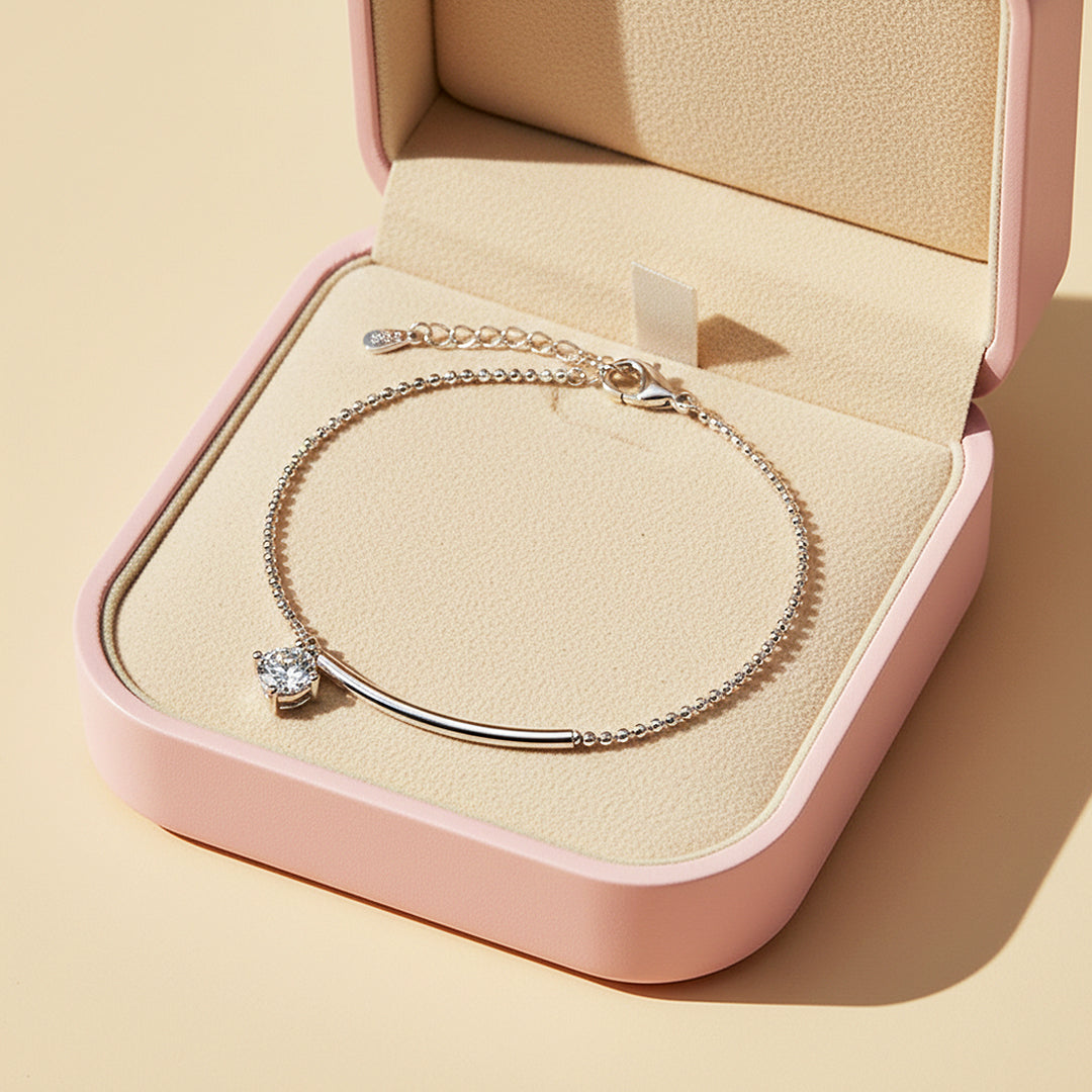 Curved Bar Solitaire Bracelet | Moissanite | Prm9158 - Bracelets | Singapore Jewellery, Wedding Rings &amp; Gifts | Same Day Delivery | Tiara.com.sg