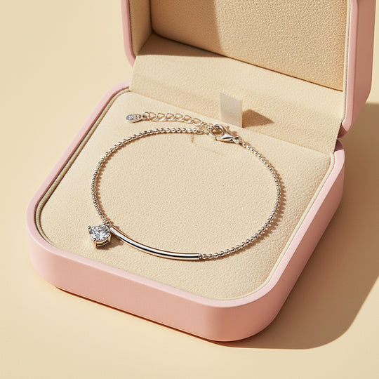 Curved Bar Solitaire Bracelet | Moissanite | Prm9158 - Bracelets | Singapore Jewellery, Wedding Rings &amp; Gifts | Same Day Delivery | Tiara.com.sg