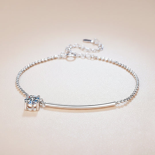 Curved Bar Solitaire Bracelet | Moissanite | Prm9158 - Bracelets | Singapore Jewellery, Wedding Rings &amp; Gifts | Same Day Delivery | Tiara.com.sg