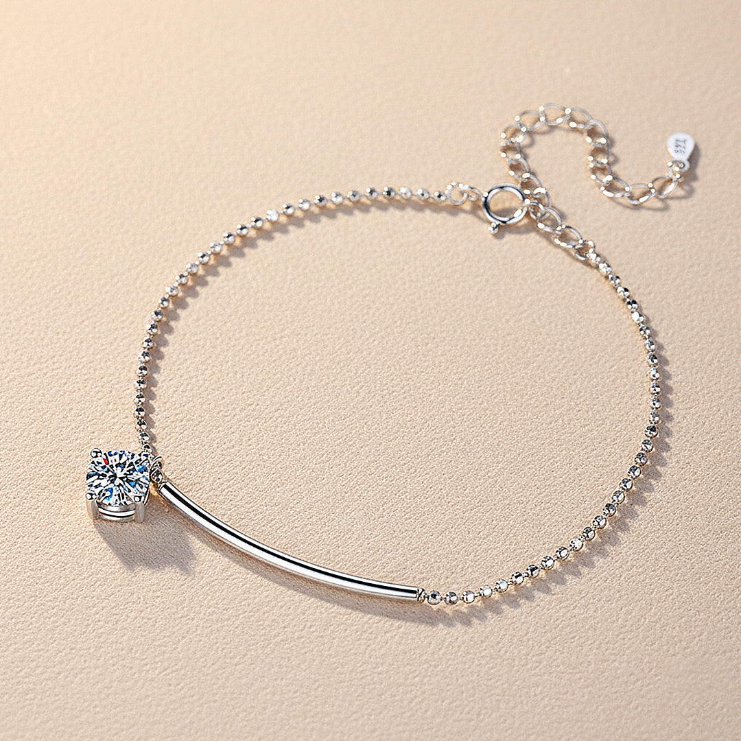Curved Bar Solitaire Bracelet | Moissanite | Prm9158 - Bracelets | Singapore Jewellery, Wedding Rings &amp; Gifts | Same Day Delivery | Tiara.com.sg