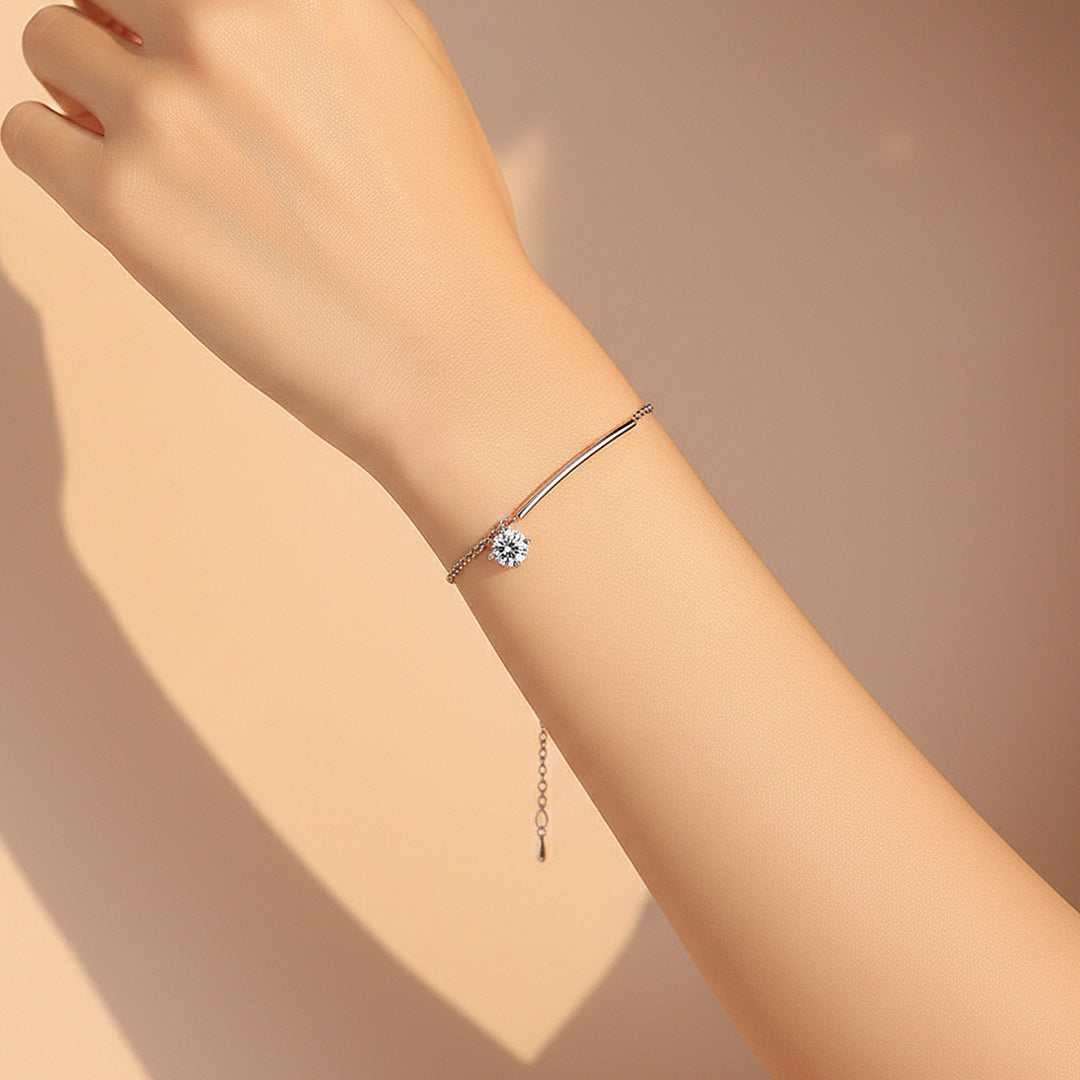 Curved Bar Solitaire Bracelet | Moissanite | Prm9158 - Bracelets | Singapore Jewellery, Wedding Rings & Gifts | Same Day Delivery | Tiara.com.sg